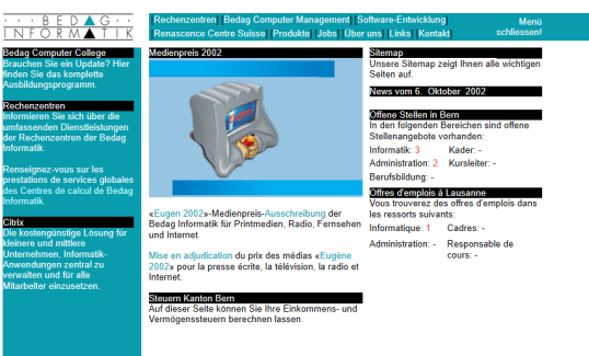 Bis 2002 waren Branding und Webauftritt noch sehr technisch und funktional.